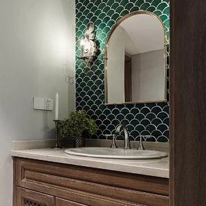 Azulejos de Pared de Cerámica de Color Verde Oscuro Nórdico, Azulejo de Cuadros para Pared de Cocina y Baño - Product Image 3