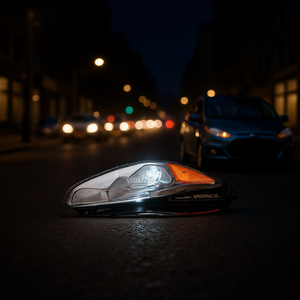 Chrome <b>Halogen</b> Headlight for Fiesta 2011-2013 L-Shaped <b>Bulb</b> Design 12V Replacement Auto Lighting System New OEM Fitment P0031 - Product Image 2