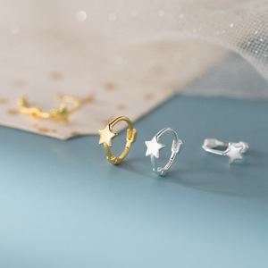 Gioielli di moda a guadagno ipoallergenico da donna orecchini a cerchio placcati in oro orecchini a cerchio 925 orecchini a stella - Product Image 1