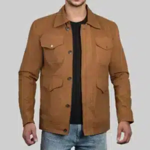 Chaqueta de algodón estilo vintage marrón para hombre – Chaqueta retro clásica informal para primavera y otoño - Product Image 1
