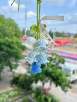 Petit lys mignon voiture accessoires pour femmes tricoté à la main Crochet fleur miroir décor intérieur vue arrière suspendu ornement