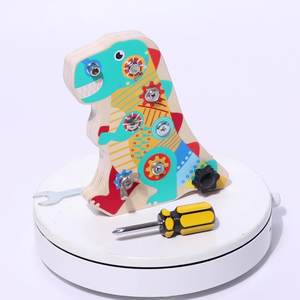 Juego Educativo <span class=keywords><strong>de</strong></span> Madera para Niños, Dinosaurio <span class=keywords><strong>de</strong></span> Dibujos Animados Desmontable, con Tuercas y Tornillos, para Ensamblar - Product Image 2