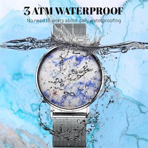 Reloj Original Ecológico de Cuarzo y Acero Inoxidable de 18 mm con Esfera de Piedra Natural Turquesa Yellowstone, Pantalla Plateada Importada - Product Image 3