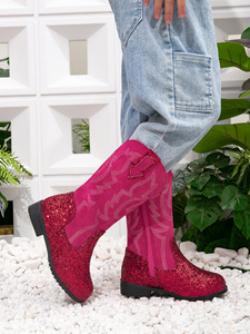 Logo personnalisé pour les bottes de cow-boy en daim scintillant pour bébés, enfants, filles et garçons - Product Image 2