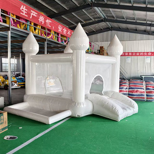 <span class=keywords><strong>Château</strong></span> gonflable en PVC blanc avec toboggan pour les fêtes en plein air, les mariages, les locations de châteaux gonflables - Product Image 2