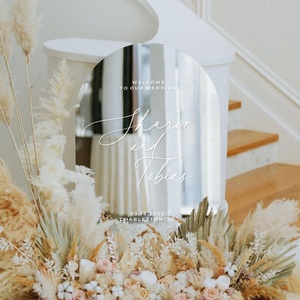 Panneau de bienvenue de mariage en acrylique miroir argenté personnalisé, élégant panneau cintré pour <span class=keywords><strong>cérémonie</strong></span> et réception, décoration de fête de mariage - Product Image 4