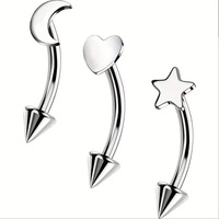 Gaby G23 Barbell courbé en titane motif flèche, bijou de piercing 8mm 16G, unisexe, pour piercing Rook, anneau de sourcil orbital et boucle d'oreille Conch