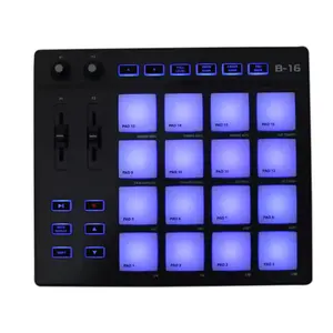Diskon besar portabel 16 tombol MIDI Keyboard Controller Drum Pad Beat pembuat elektronik Organ musik Keyboard warna-warni lampu latar