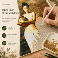 Kit de Peinture Diamant KS Craft avec Portrait de Fille Artistique Imprimé, Toile Écologique et Diamants Carrés en Résine