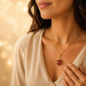 Collar con Cruz de Corazón, Joyería con Colgante de <span class=keywords><strong>Fe</strong></span>, Amor y Protección, Dropshipping para Vendedores de Shopify, Cadena de Cristal Rojo Dorado - Product Image 4