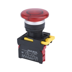 Interruptor de botón pulsador de plástico de 22 mm, interruptor de diseño de botón de emergencia tipo hongo, compatibilidad - Product Image 1