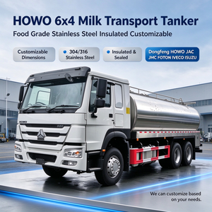 รถบรรทุกถังเก็บนมสด Howo 6x4 15³  ทำจากสแตนเลสเกรด 304 สำหรับบรรทุกอาหาร  สามารถปรับแต่งได้  รถบรรทุกถังนมดิบ - Product Image 1