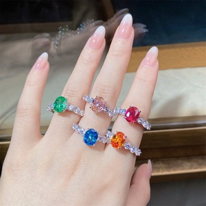 S925 Women's Pure Silver <strong>3</strong>-<strong>carat</strong> Fanta Colored Diamond <strong>Ring</strong> - Product Image 6