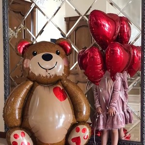 Palloncino Gigante in Alluminio a Forma di Orso Abbracciante per Decorazione Torta Compleanno Bambini, Matrimonio, Baby Shower - Product Image 3
