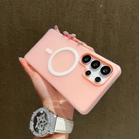 Coque de téléphone magnétique sans fil 2-en-1 en gelée couleur bonbon pour Samsung S25 S26 Edge S24 Ultra A07 A17 A26 A16, protection intégrale souple