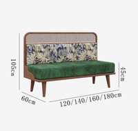 Комплект обеденных стульев в стиле Mid-Century Modern с плетеными спинками и квадратным керамическим столом с деревянной окантовкой для кафе, ботанического бистро, ресторана
