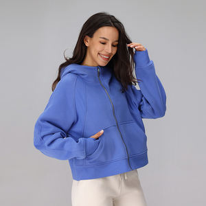 Personnalisé Coton Entraînement Athlétique Fermeture Éclair Ajustée Vêtements de Sport Femmes Évacuation de la Sueur Courir Entraînement Sweat À Capuche Haut Fermeture Éclair Sport Gym Vestes - Product Image 5