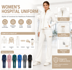 Set di Uniformi Ospedaliere di Alta Qualità, Divisa per Infermieri in Poliestere e Spandex, Completi Medici per Donne e Uomini - Product Image 2