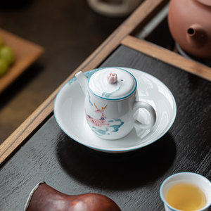 Guanlan Teapot Porcelain Miniature With Lid Deer Cloud Design For Kung Fu <b>Tea</b> <b>Set</b> - Product Image 4