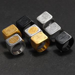 Punk personnalité boussole timbre Vintage CSPB lettre croix <span class=keywords><strong>exorcisme</strong></span> anneaux en acier inoxydable anneau hommes fête cadeaux - Product Image 2