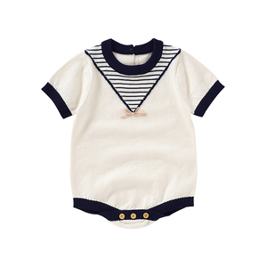 Mimixiong ผู้ผลิตเด็กวัยหัดเดินเด็กทารกถักเสื้อผ้าฤดูร้อนแขนสั้นผ้าฝ้ายนุ่มRomper Onesieเสื้อถัก - Product Image 2