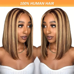 พร้อมส่งวิกผมบ๊อบแบบใส 13x4  วิกผมแท้สีออมเบรนน้ำผึ้งบลอนด์  ขนาด 10-16 นิ้ว  สี 4/27 วิกผมลูกไม้ HD ด้านหน้า - Product Image 2