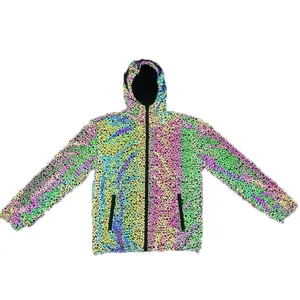 Fashionable Light Reflective Jacket Color-changing Hoodie Men Windbreaker Clothing High-grade Fabric 3 Meter Hi Vis