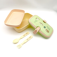 Boîte à lunch en plastique PP, nouvelle arrivée, deux compartiments, conteneur de stockage alimentaire pour micro-ondes avec fourchette et cuillère, portable pour enfants
