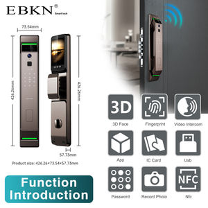 Ebkn Tuya स्मार्ट दरवाजा लॉक 3 डी फेस फिंगरप्रिंट पहचान बैटरी संचालित स्टील स्वचालित मुख्य वाईफाई क्लाउड कनेक्टेड ऐप नेटवर्क - Product Image 3