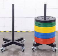 Support de rangement mobile pour haltères et barres SM avec roulettes lisses – Support de plaques de poids peu encombrant pour salle de sport