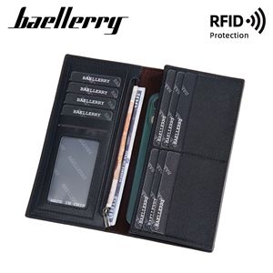 กระเป๋าสตางค์ยาวผู้ชาย Baellerry สีดำกาแฟ ป้องกัน RFID ช่องใส่บัตรหลายช่อง พับสองตอน หนังนิ่ม ใช้ได้ทุกวัน - Product Image 4