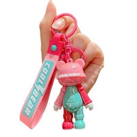 Offre Spéciale Cool ours PVC peluche porte-clés voiture pendentif couleur-bloc exquis Couple sac ornement petit poids léger cadeau mousqueton