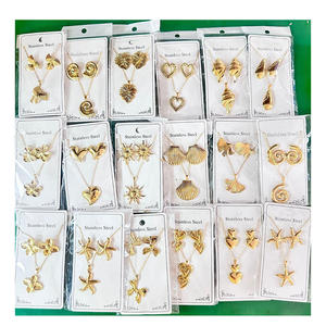 Set di Gioielli all'Ingrosso Impermeabili Ecologici <span class=keywords><strong>e</strong></span> Resistenti allo Scolorimento <span class=keywords><strong>Orecchini</strong></span> <span class=keywords><strong>e</strong></span> <span class=keywords><strong>Collana</strong></span> in Acciaio Inossidabile Placcati in Oro 18K - Product Image 1