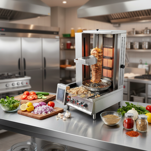 Machine à découper la viande en acier inoxydable pour barbecue, grilles du Moyen-Orient, rôtissoire à poulet, <span class=keywords><strong>robot</strong></span> à gaz pour doner, machine automatique à couper le shawarma et les kebabs - Product Image 1