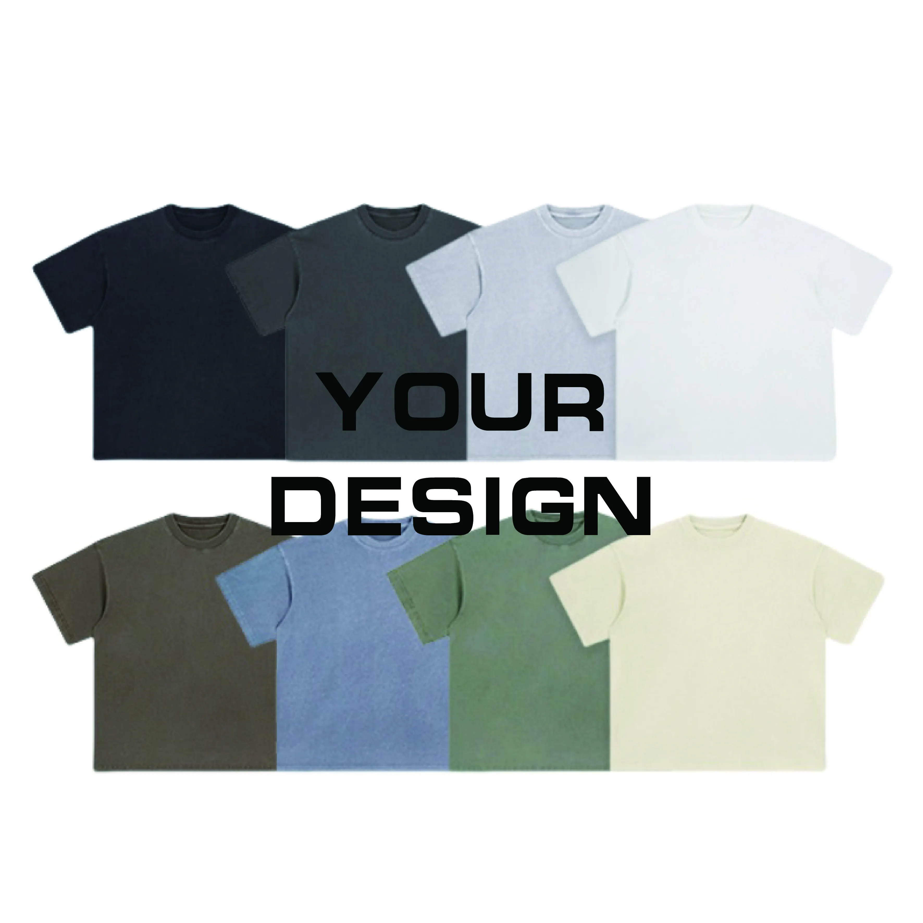 T-shirt 260 gsm con lavaggio acido all'ingrosso Tshirt in cotone pesante con Logo personalizzato oversize da uomo per Unisex