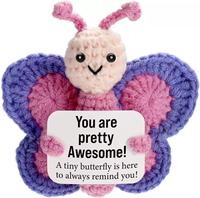 Figurine de veau Highland en tricot de coton fait main, cheveux bouclés, mini-crochet, ornement de dessin animé positif, petit cadeau commémoratif