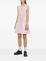 Robe Leduo personnalisée pour femme, rose pâle, sans manches, col rond, tricot texturé, décorée de cristaux, coupe trapèze, longueur au-dessus du genou