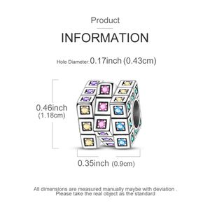 Abalorios de Plata de Ley 925 Originales MULA, Cuentas de <span class=keywords><strong>Rubik</strong></span>'s Cube con Forma de Corazón, Dijes Coloridos para Pulseras DIY, Joyería de Cumpleaños para Niños con Circonita, Regalo - Product Image 2