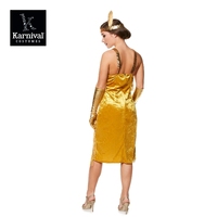 ODM Vente en Gros Costume d'Halloween Mardi Gras des Années 20 Robe à Paillettes Dorées avec Frange Élégant Déguisement pour Adultes