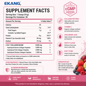 Colágeno Instantáneo 3 en 1 al por Mayor, 300g, Sabor Frutal, con Péptidos de Colágeno, Vitamina C y Ácido Hialurónico, Suplemento Dietético - Product Image 2