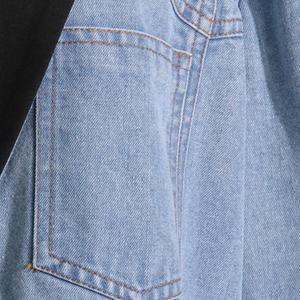 เสื้อโค้ทเดนิมผู้หญิงทรงหลวม ดีไซน์ต่อผ้าสีตัดกัน แฟชั่นใหม่ประจำฤดูใบไม้ร่วงปี 2025 จาก OEM Boutique Wholesale - Product Image 3