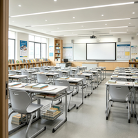 Ensemble Chaise et Table Carrée en Plastique à Trou Unique avec Panier de Rangement pour Livres, Idéal pour Salles de Classe et Étudiants - Vente en Gros