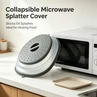 Penutup Microwave Lipat dengan Pengait Gantung, Penutup Silikon Serbaguna untuk Memanaskan & Menjaga Kesegaran Makanan