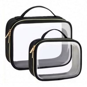Wholesale 2-Piece Set Travel <b>Toiletry</b> Bag Transparent Waterproof Clear PVC Makeup Cosmetic Bag with Custom Logo - Product Image 1