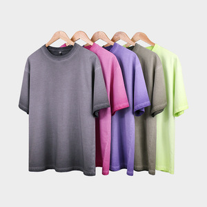 Camiseta de Cuello Redondo para Hombre, 230g, Algodón Puro, Corte Holgado, Color Degradado Lavado, Estilo Casual - Product Image 3