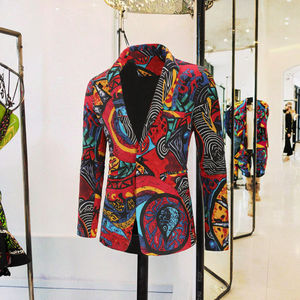 Nouveau Blazer de Costume Homme en Lin Slim Imprimé Floral Respirant pour Fête, Collection Automne 2021 - Product Image 3