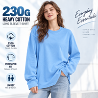 T-shirt à manches longues pour homme personnalisé, 230 GSM, 100% coton, col rond basique, streetwear, OEM ODM, faible MOQ