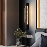 Lampes murales LED à intensité variable noires avec abat-jour en acrylique et cadre en fer, design moderne et luxueux de style nordique pour chambre à coucher