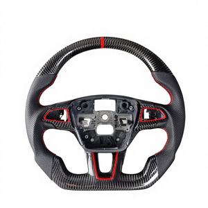 Volant de course <span class=keywords><strong>sport</strong></span> personnalisé en fibre de carbone et cuir pour Focus RS ST MK2/<span class=keywords><strong>MK3</strong></span> Série 3 G37 G35 avec surpiqûres rouges - Product Image 1