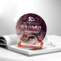 Or Argent Bronze Métal Nuage Forme Base Cristal Cercle Verre Prix Plaque Trophée MH-J0292
